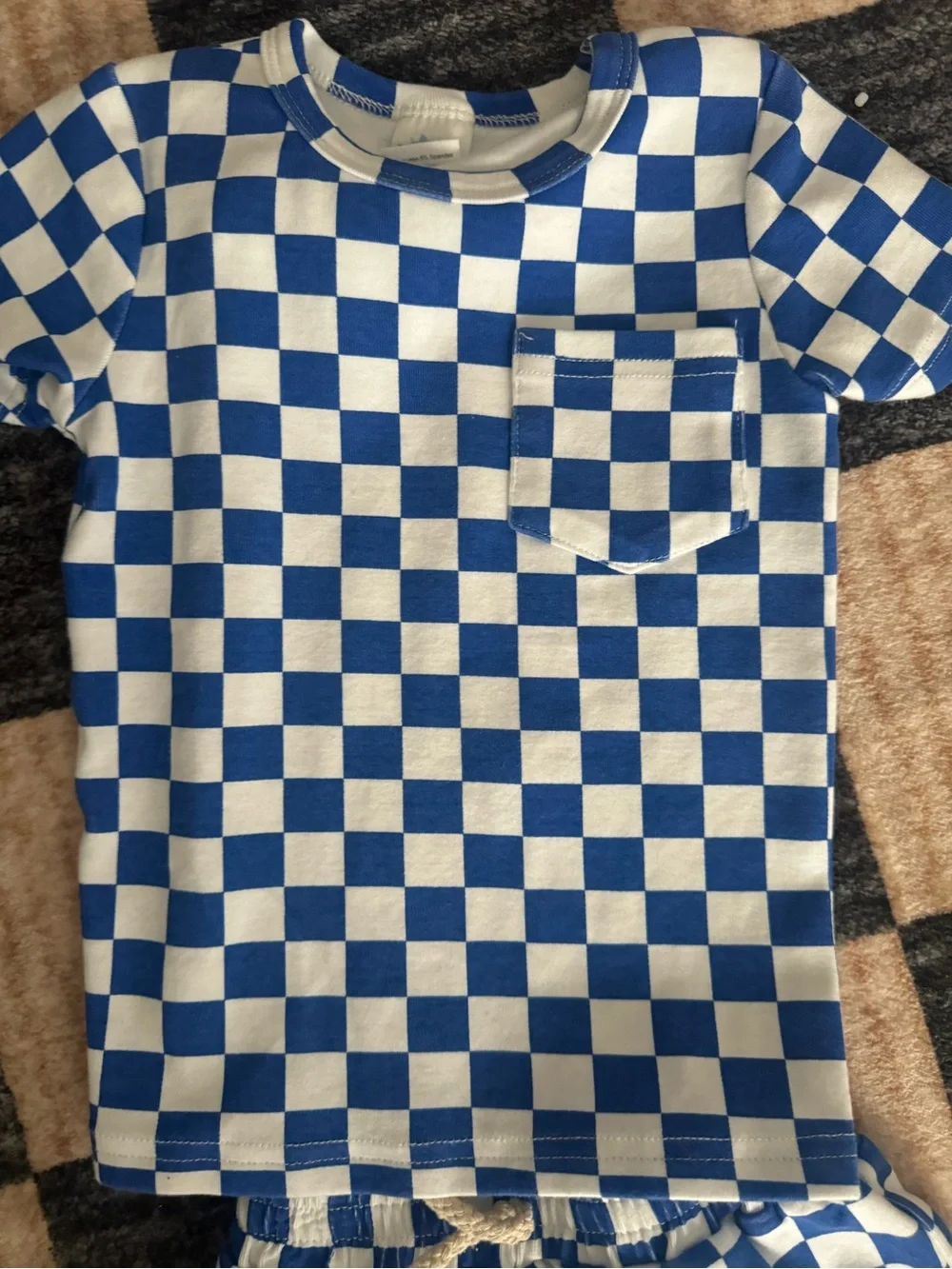 Little One Shop Blue Checkered Short Set